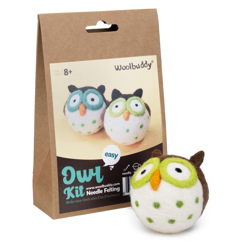 Woolbuddy Owl Needle Felting Kit for Beginners â€“ DIY Animal Craft Kit with Wool, Needles & Photo Instructions â€“ Fun Project for Adults & Kids - Image 1